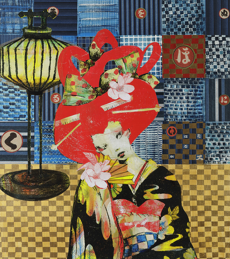 欲しいの 希少品】OLGA SOLNTSEVA 油彩画 お正月の夜 ミクストメディア 絵画